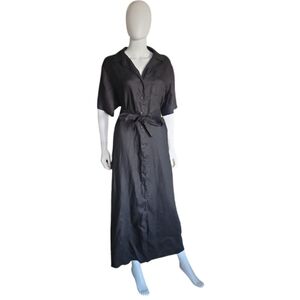 DISSH Black Oversized 100% Linen Shirt Dress in Size US 4